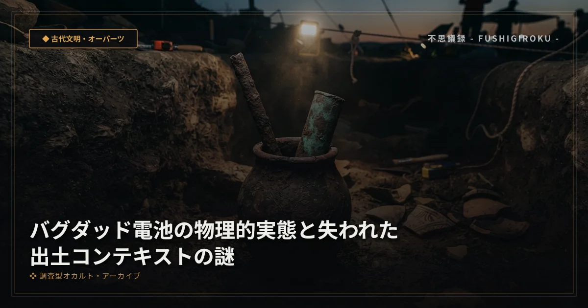 バグダッド電池の物理的実態と失われた出土コンテキストの謎