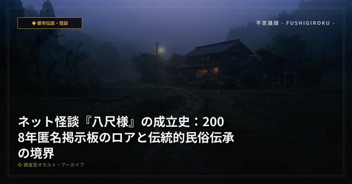ネット怪談『八尺様』の成立史：2008年匿名掲示板のロアと伝統的民俗伝承の境界